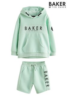 Baker by Ted Baker Green Textured Hoodie And Shorts Set (N32315) | CA$103 - CA$122