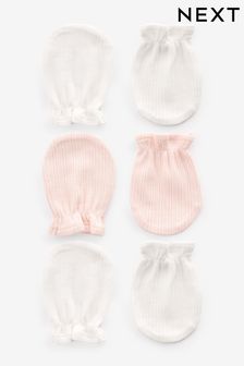 Pink/White Pointelle Baby Scratch Mitts 3 Pack (N32340) | ₪ 17