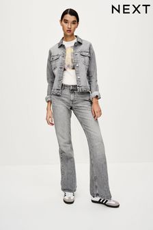 Szary - Luźne jeansy z rozszerzanymi nogawkami (N32365) | 225 zł