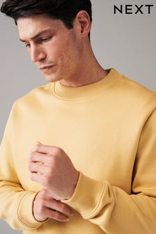 Żółty - Standardowy krój - Bluza dżersejowa z okrągłym dekoltem z dużą zawartością bawełny (N32439) | 160 zł