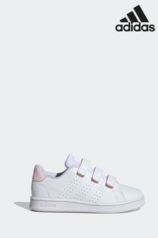 adidas White/Pink Sportswear Advantage Court Lifestyle Hook And Loop Trainers (N32525) | €41