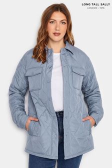 Long Tall Sally Blue Lightweight Diamond Quilted Shacket (N32552) | OMR28