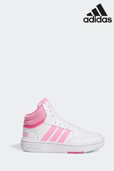 adidas White/Pink Kids Hoops Trainers (N32565) | €55