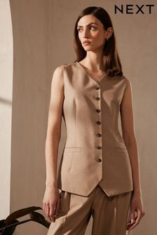 Mink Brown Premium Longline Tailored Waistcoat (N32685) | €43