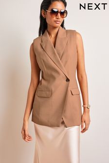 Sleeveless Asymmetric Tailored Blazer