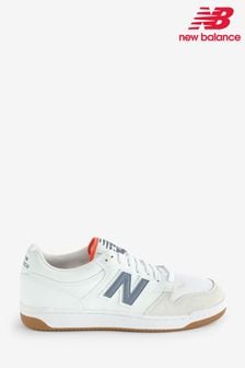 New Balance White Brown Mens 480L Trainers (N32880) | kr1,233