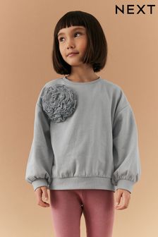 Grey Floral Corsage Crew Sweatshirt (3-16yrs) (N32959) | kr250 - kr340