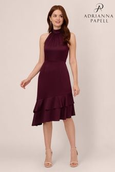 Adrianna Papell Purple Satin Crepe Dress (N32963) | 836 QAR