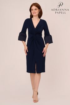 فستان متوسط الطول جيرسيه وتافتا أزرق من Adrianna Papell (N32968) | ‪‏1,014‬ ر.س‏
