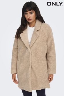 ONLY Cream Tailored Cosy Teddy Borg Coat (N32981) | kr990