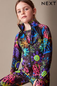 Black Graffiti Sports Zip Through Top (3-16yrs) (N33025) | 823 UAH - 1,020 UAH