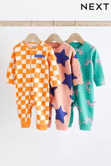 Baby Footless Sleepsuit With Zip 3 Pack (0-3yrs)