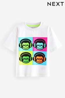 White/Green Short Sleeve Character T-Shirt (3mths-7yrs) (N33073) | OMR3 - OMR4