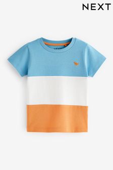Blue/Orange Short Sleeve Colourblock T-Shirt (3mths-7yrs) (N33076) | 24 SAR - 36 SAR