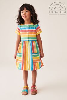 Little Bird by Jools Oliver Multi Colourful Striped Linen Buttoned Dress (N33120) | $38 - $48