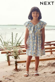 أزرق مشجر - فستان مطبوع بكشكشة (3-16 سنة) (N33130) | 79 ر.ق - 104 ر.ق