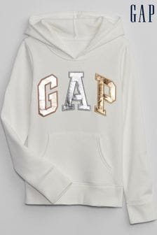 Gap White Graphic Logo Hoodie (4-13yrs) (N33172) | €11.50
