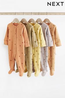 Muted Miniprint Baby Sleepsuit 5 Pack (0mths-2yrs) (N33218) | HK$253 - HK$270