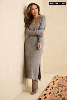 Myleene Klass Gestricktes Midi-Pullover-Kleid mit V-Ausschnitt (N33235) | 35 €