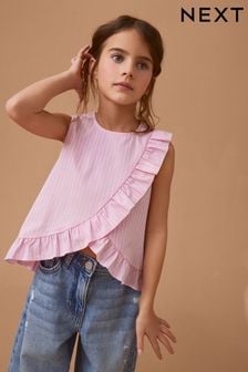 Розовый в полоску - Хлопковая блузка с оборками (3-16 лет) (N33290) | €13 - €17