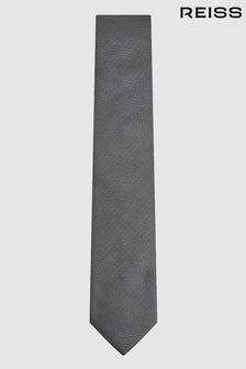 Cărbune - Cravată Blend de mătase texturată Reiss Ceremony (N33328) | 396 LEI