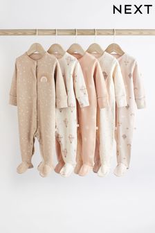 Neutral Baby Cotton Sleepsuits 5 Pack (0-2yrs) (N33348) | 153 QAR - 163 QAR