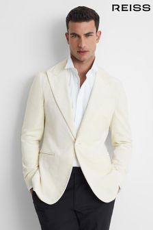 Reiss White Apsara Slim Fit Velvet Single Breasted Blazer (N33384) | $491