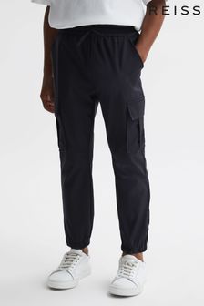 Reiss Navy Lucian Junior Technical Drawstring Cuffed Joggers (N33386) | AED230