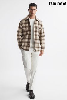 Reiss Oatmeal Mack Brushed Checked Overshirt (N33393) | TRY 6.657