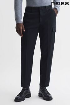 Reiss Steel Blue Thunder Tapered Brushed Cotton Cargo Trousers (N33395) | Kč6,210