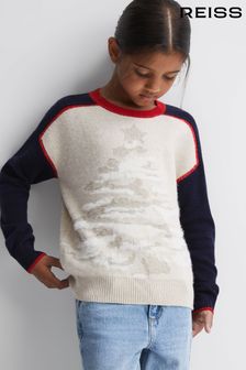 Reiss Blue Tilly Junior Casual Knitted Festive Jumper (N33399) | $117
