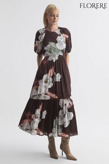 Florere Linen Silk Puff Sleeve Midi Dress (N33401) | 610 €