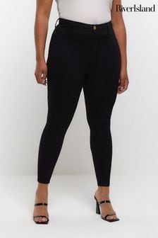 River Island Black Curve High Rise Skinny Jeans (N33448) | $74