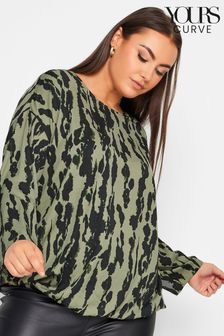 Yours Curve Green Dipped Back T-Shirt (N33583) | LEI 143