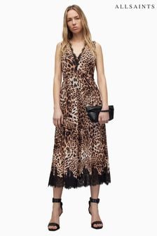 AllSaints Brown Ella Evita Dress (N33600) | $412