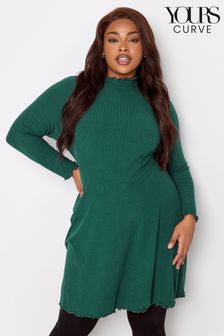 Yours Curve Green Lettuce Edge Longsleeve Tunic (N33617) | AED66