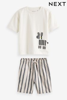 Black/White T-Shirt And Shorts Set (3mths-7yrs) (N33655) | 66 SAR - 90 SAR