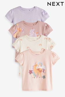 Pink Unicorn Short Sleeve T-Shirts 4 Pack (3mths-7yrs) (N33662) | $36 - $45
