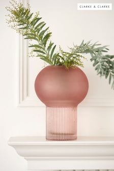 Clarke & Clarke Pink Ribbed Round Vase (N33703) | €35