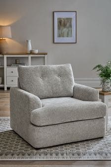 Chunky Chenille Light Grey Parker Platform Armchair (N33823) | €580