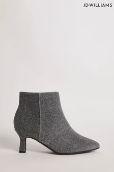 JD Williams Silver Kitten Heel Boots in Wide Fit (N33859) | €60