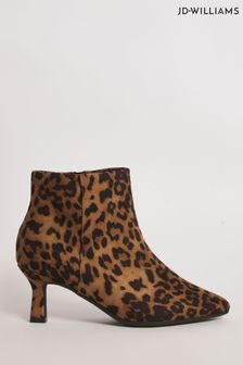 Ghete și cizme cu toc mic și model leopard Jd Williams Mărimi mari Animal (N33864) | 286 LEI