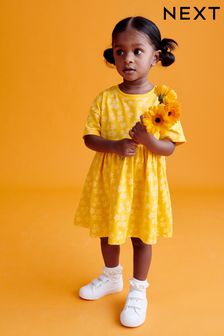 أصفر - فستان جيرسيه منقوش (3 شهور -7 سنوات) (N33906) | 39 ر.س - 51 ر.س