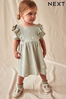 綠色 - 短袖褶邊織紋洋裝 (3個月至7歲) (N33916) | NT$360 - NT$440
