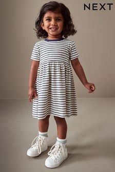 أسود/أبيض - فستان جيرسيه مضلع (3 شهور -7 سنوات) (N33920) | 36 ر.س - 48 ر.س