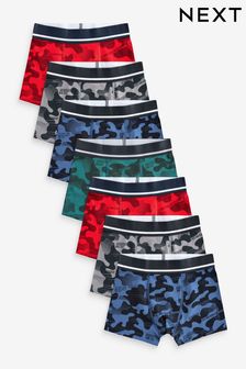 Red Blue Camoflague Trunks 7 Pack (1.5-16yrs) (N33974) | €24 - €30