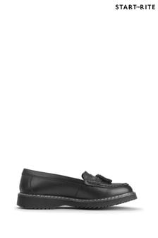 Start-Rite Infinity Leather Slip On Chunky Sole Loafer School Black Shoes - F & G Fit