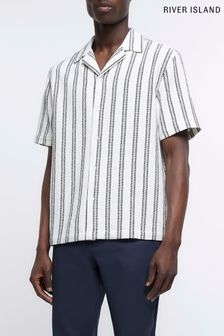 River Island White Stripe Open Weave Shirt (N34042) | 25 €
