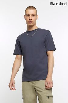 River Island Grey RI Studio Heavyweight Slim Fit T-Shirt (N34048) | $21
