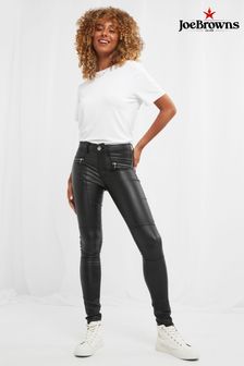 Joe Browns Black Essentials Zip Detail Faux Leather Trousers (N34114) | OMR26